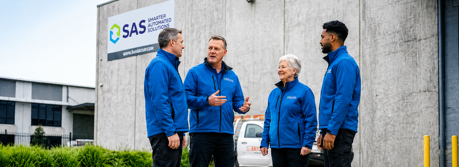 SAS team outside warehouse