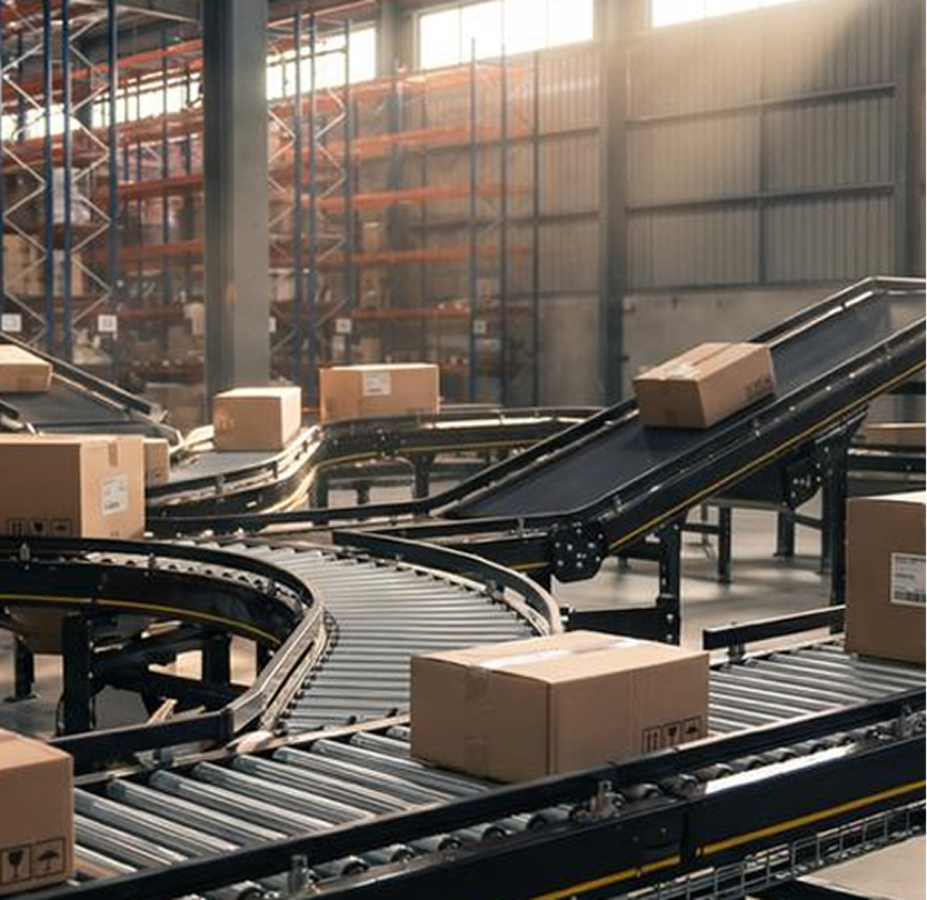 Conveyor curve with packages